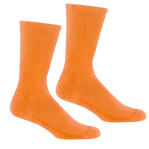 Solid Ribbed Crew Sock in Bright Orange - Made in USA