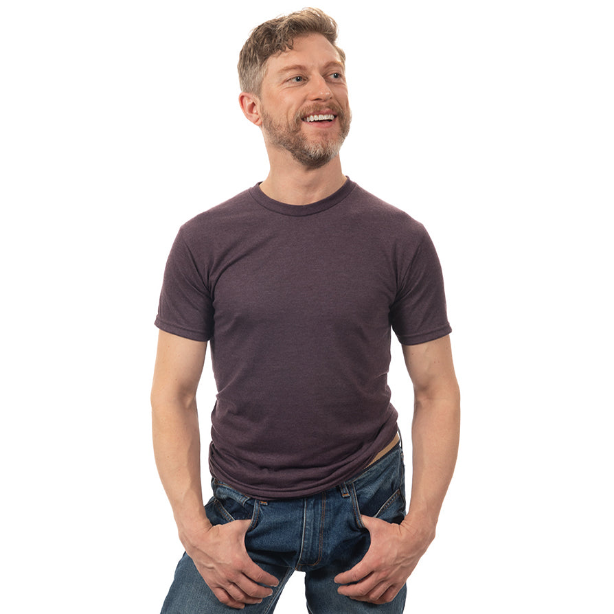 Plum Heather Tri-Blend Short Sleeve Solid Tee