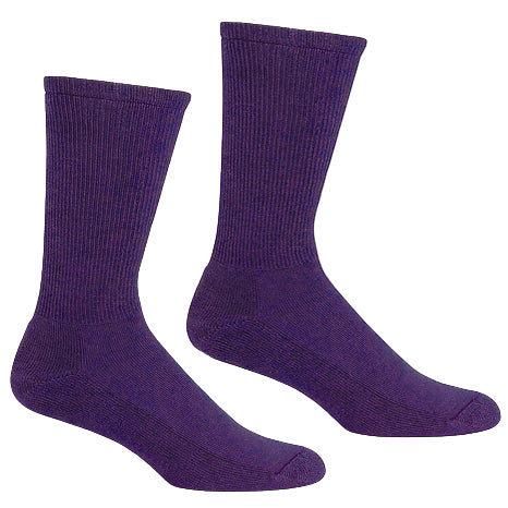 Solid Ribbed Crew Sock in Varsity Purple - Made in USA