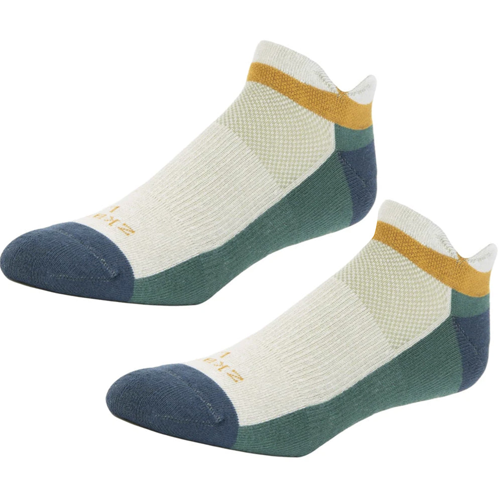 Ascent Performance Organic Cotton No-Show Sock in Fir &amp; Natural- Made in USA by Zkano