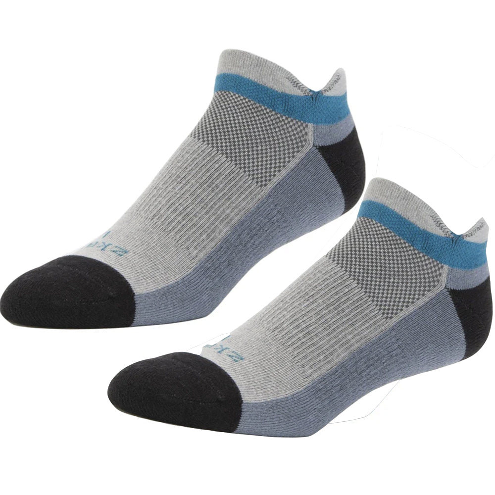 Ascent Performance Organic Cotton No-Show Sock in Steel - Made in USA by Zkano