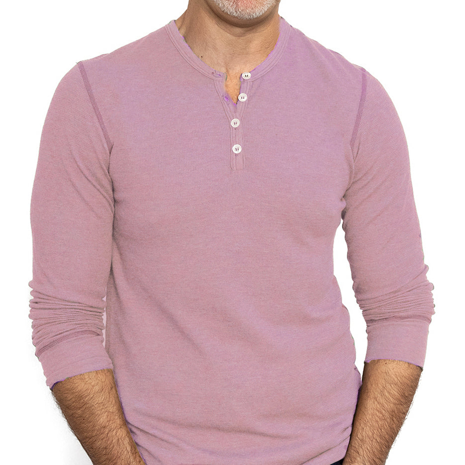 Pink Baby Thermal Long Sleeve Henley Shirt