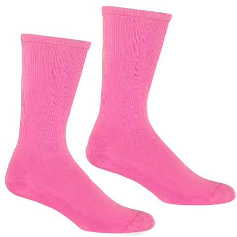 Solid Ribbed Crew Sock in Hot Pink - Made in USA