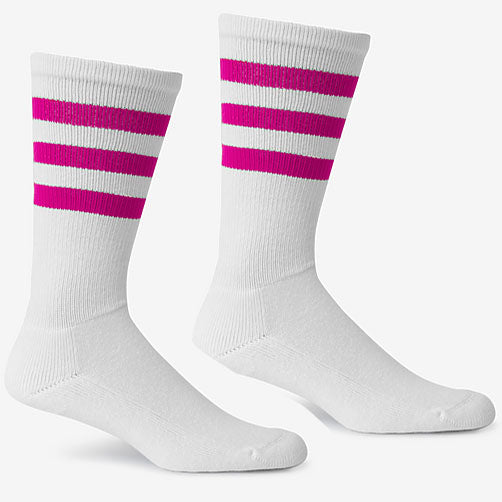 White &amp; Pink Active Stripe Socks