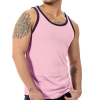Pink Tri-Blend Varsity Tank Top - Made In USA