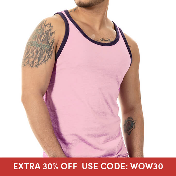 &quot;Varsity Tank&quot; Tri-Blend Tank Top In Light Pink
