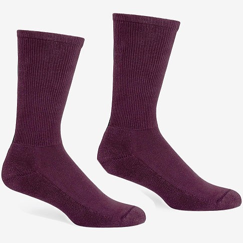Solid Ribbed Crew Sock in Deep Wine - Made in USA