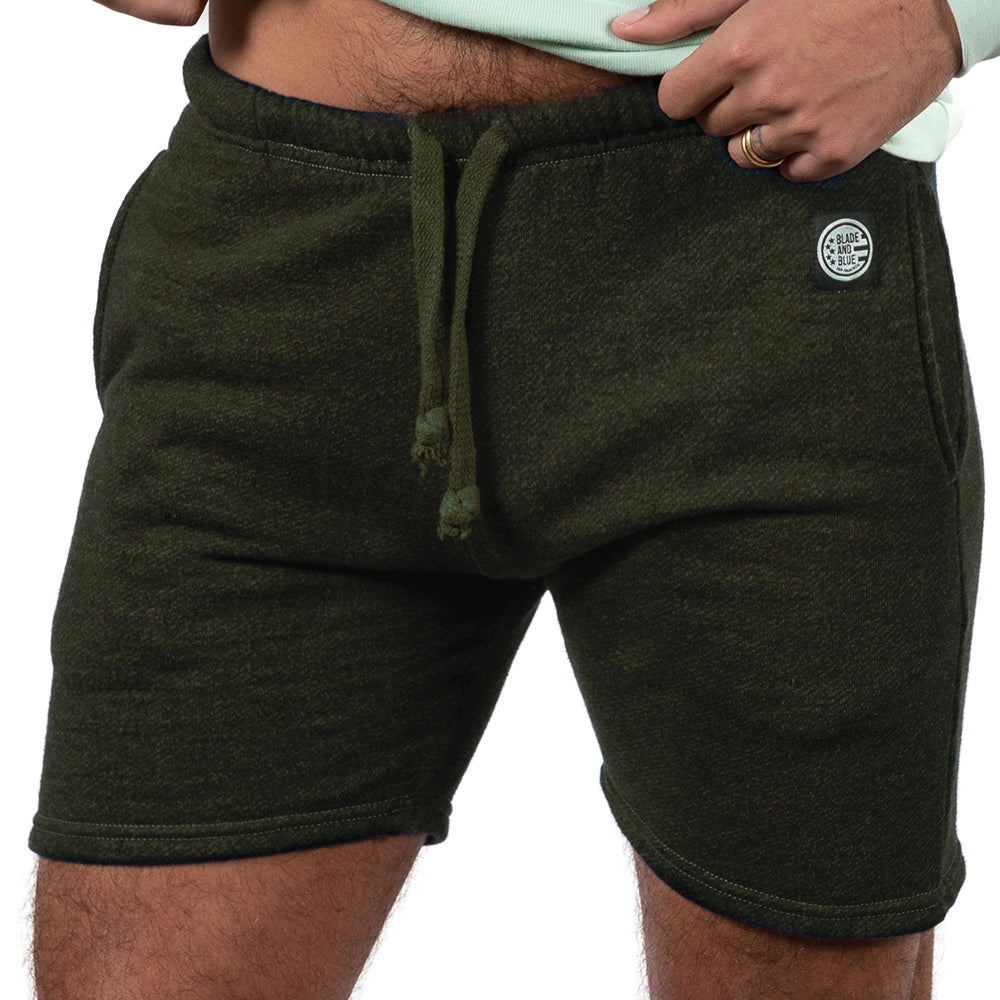 The Cruiser French Terry 5" Varsity Sweat Shorts in Dark Army Green - Made In USA