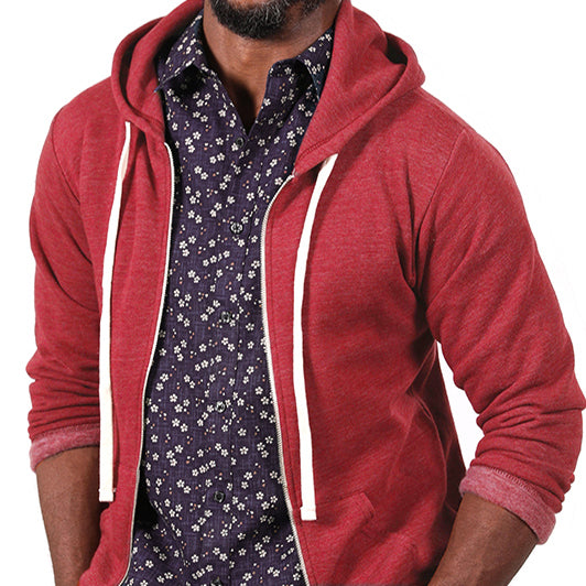 Cherry Red Marled Heather Full Zip Hoodie