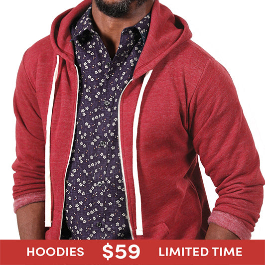 Cherry Red Marled Heather Full Zip Hoodie