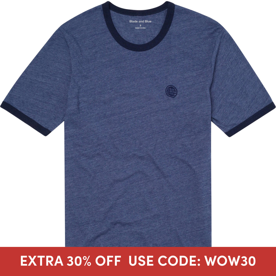 Stone Blue Tri-Blend Varsity Ringer T-Shirt (SIZE M &amp; XXL)