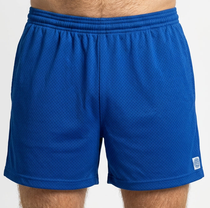 The Fender: Open Mesh 5" Basketball Shorts in Royal Blue - Made In USA