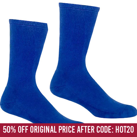 Solid Ribbed Crew Sock in Royal Blue - Made in USA