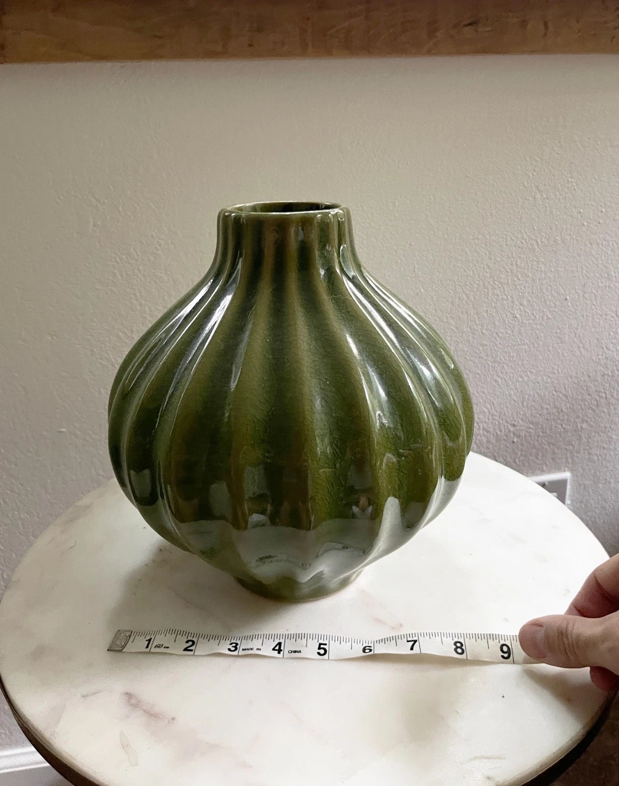 Vintage Olive Green "Onion" Bulb Vase