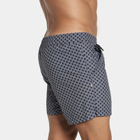Navy Wave Print 5" Inseam Swim Trunk