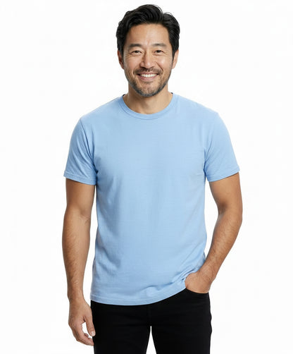 "Fielder": Light Blue Cotton Crew T-Shirt