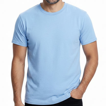 "Fielder": Light Blue Cotton Crew T-Shirt