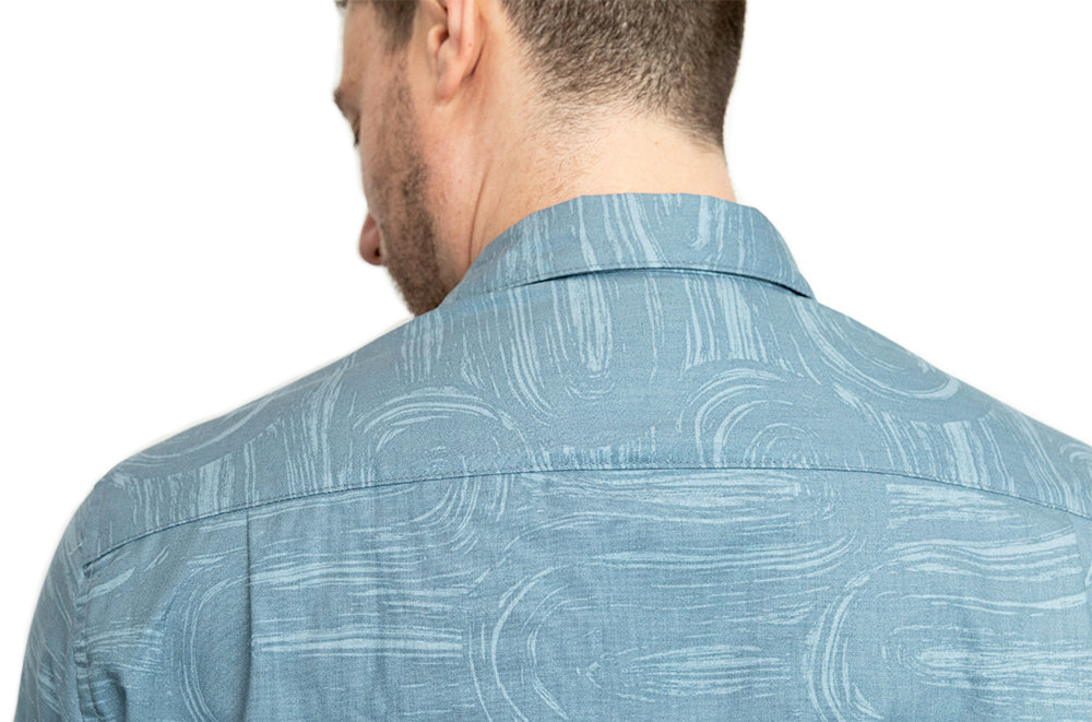 STARLING Short Sleeve Shirt in Blue-Grey Brush Stroke Print
