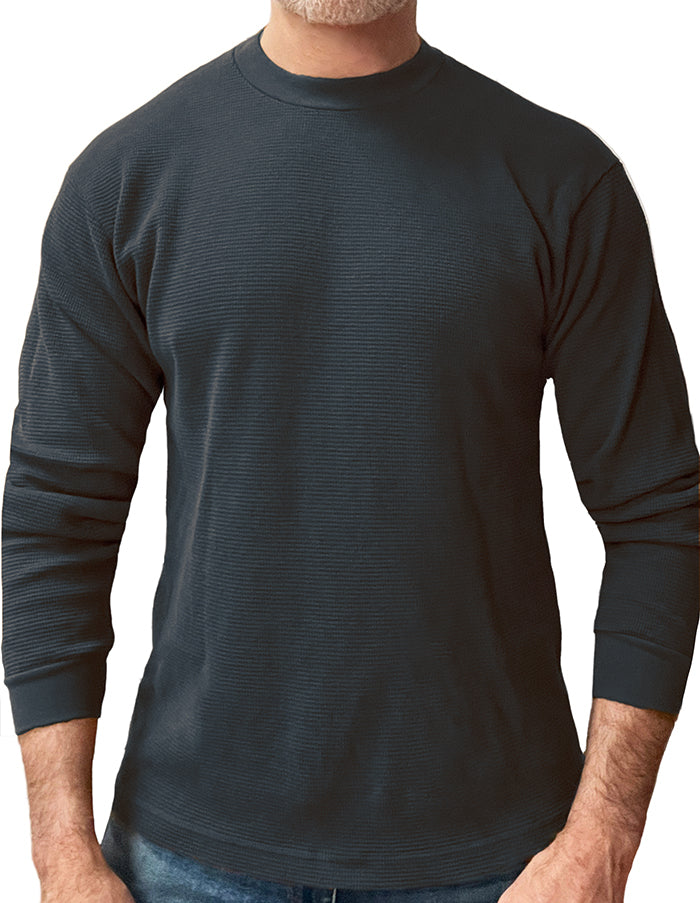 Heavyweight Cotton Army Surplus Sweater Stitch Crewneck in Blue-Grey