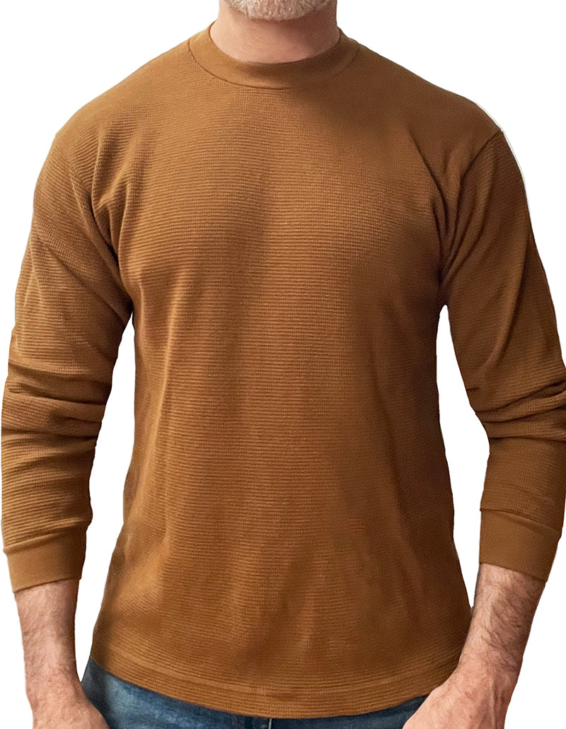Heavyweight Cotton Army Surplus Sweater Stitch Crewneck in Copper