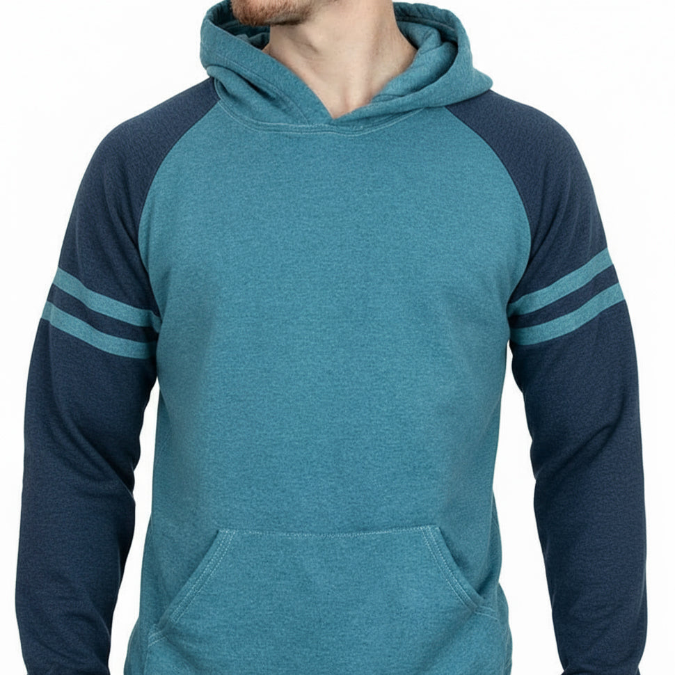 Mosaic Blue & Navy Varsity Stripe Popover Hoodie (SIZE L & XL)