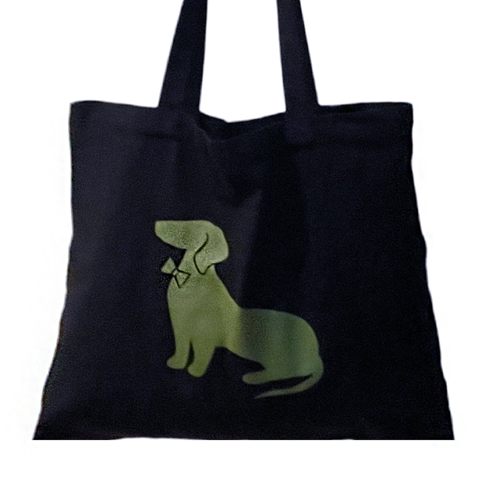 Dachshund Tote Bag in Black &amp; Olive