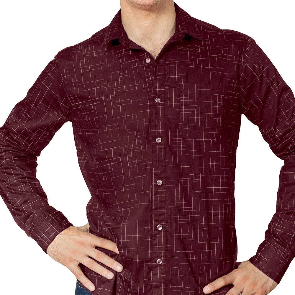 RALEIGH Long Sleeve Shirt in Burgundy Japanese Textured Print