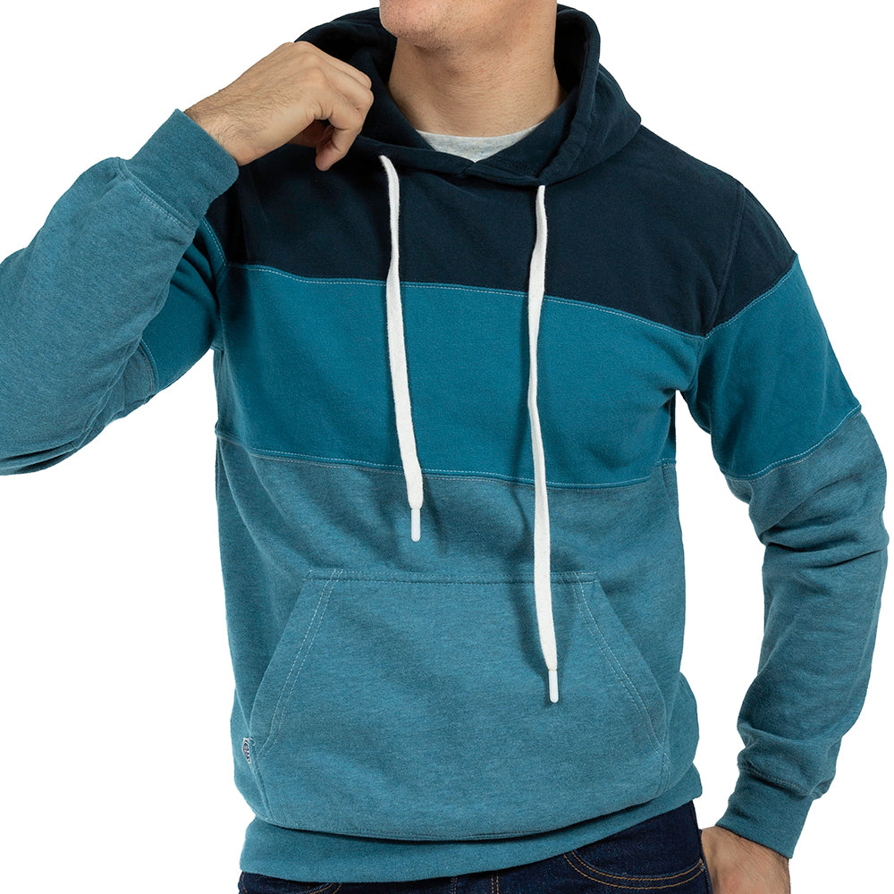 Teal Colorblock Stripe Popover Hoodie