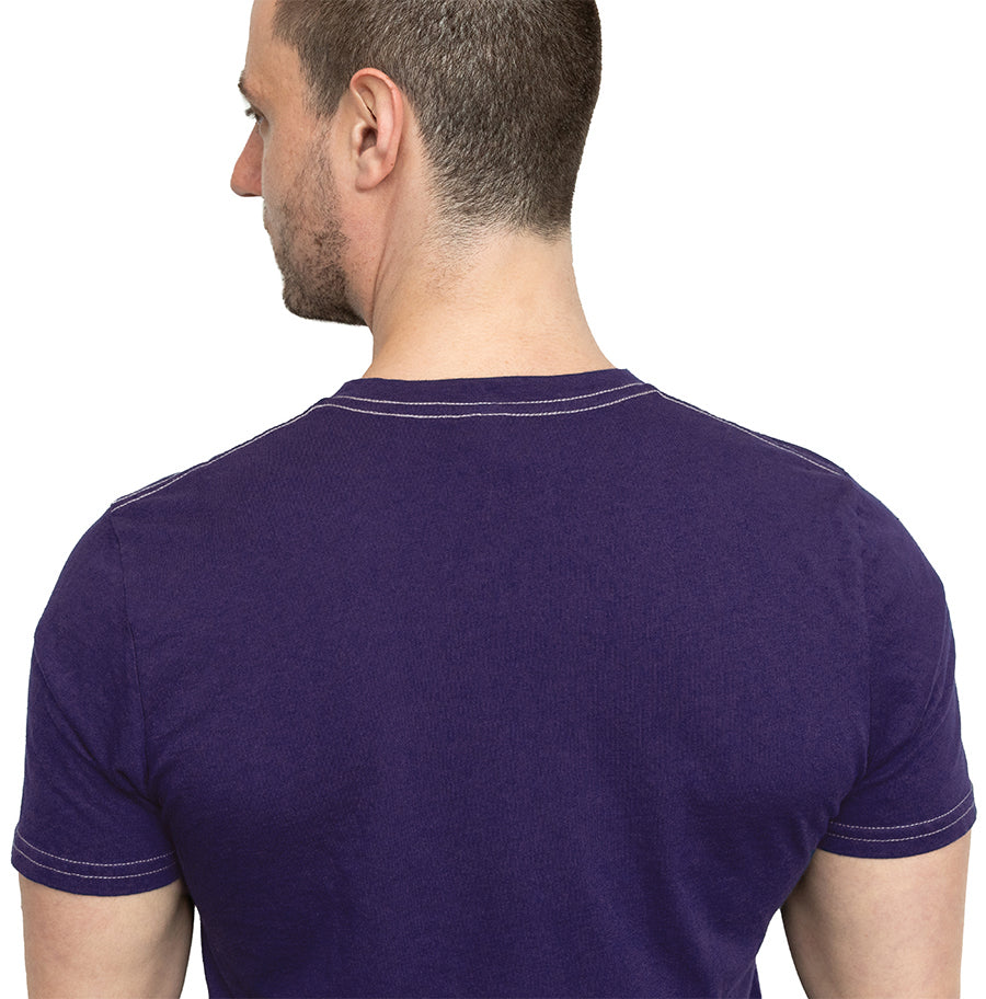 Purple Cotton V-Neck Short Sleeve Tee - Made In USA