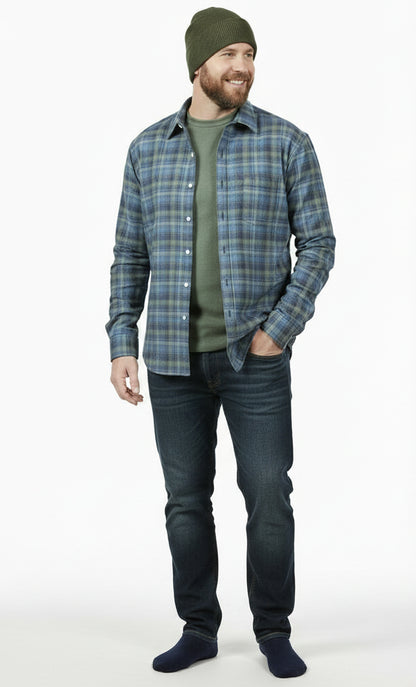 GIFT SET in Blue &amp; Green: Flannel, Hat &amp; Socks