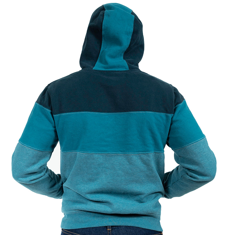 Teal Colorblock Stripe Popover Hoodie
