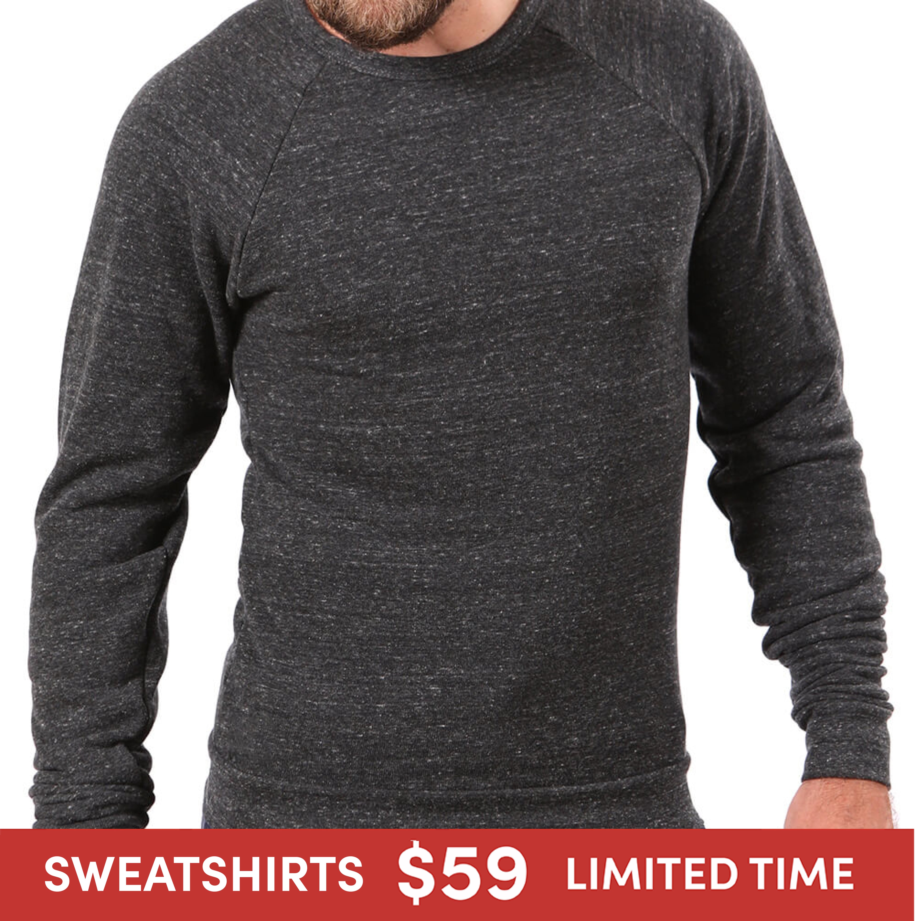 Charcoal Grey Marled Raglan Crewneck Sweatshirt-Sweater