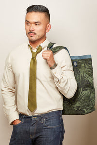 Long Sleeve Khaki Chambray Shirt - Kent