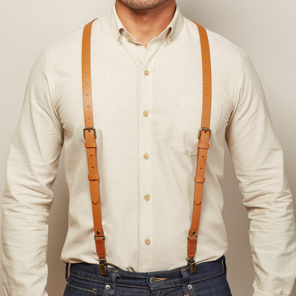 Tan Leather Suspenders