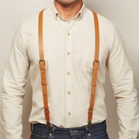 Tan Leather Suspenders