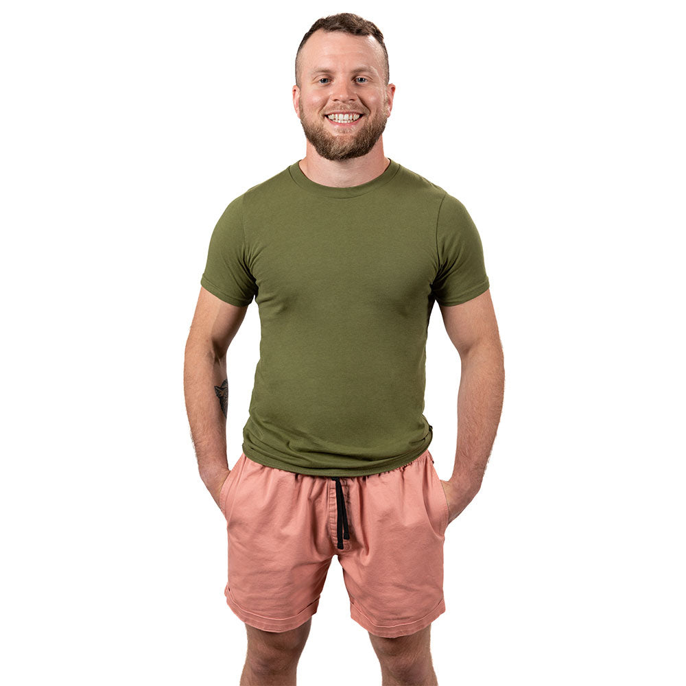 Olive Green Cotton Classic Short Sleeve Tee - Made In USA