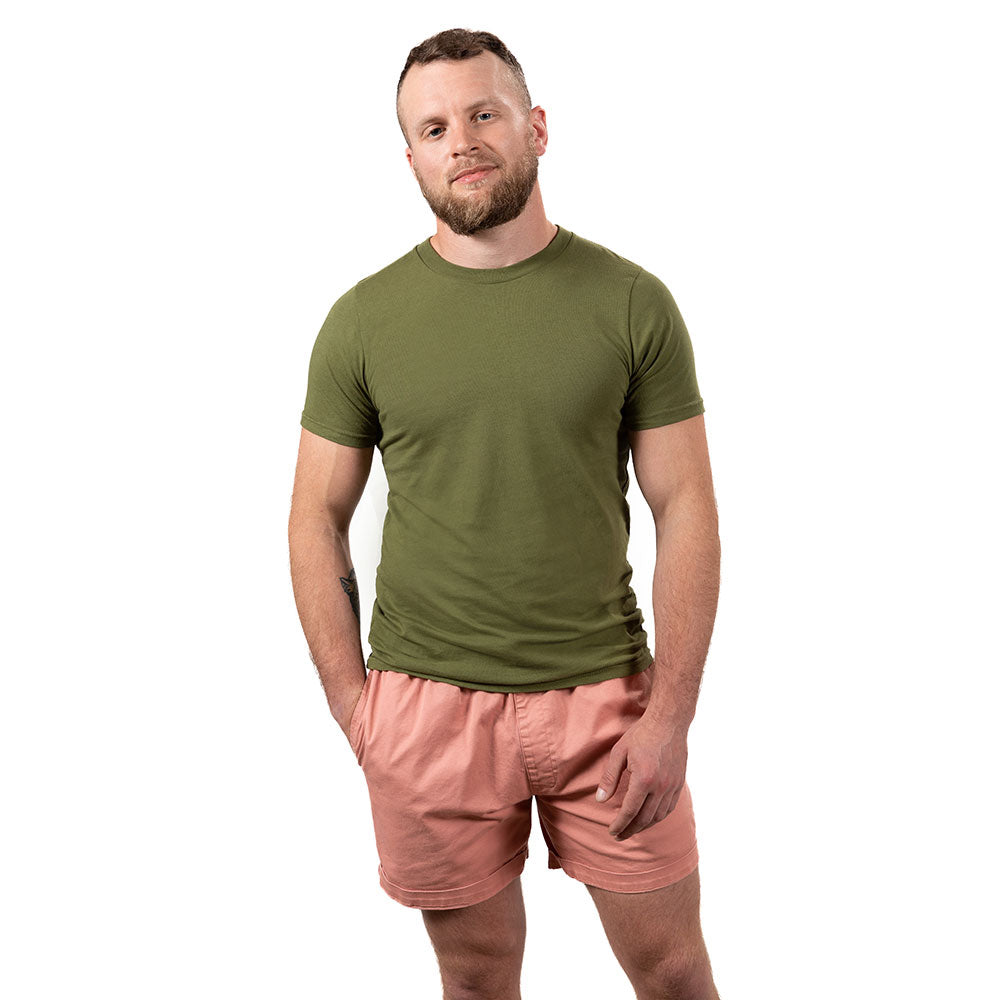 Olive Green Cotton Classic Short Sleeve Tee - Made In USA