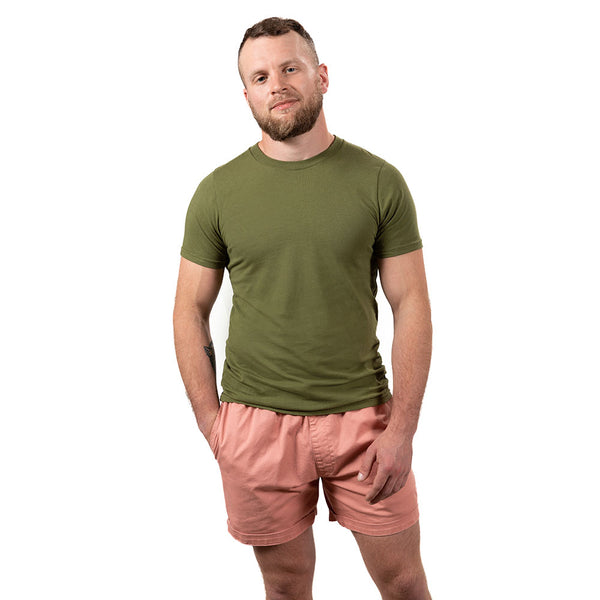 Olive Green Cotton Classic Short Sleeve Tee - Made In USA
