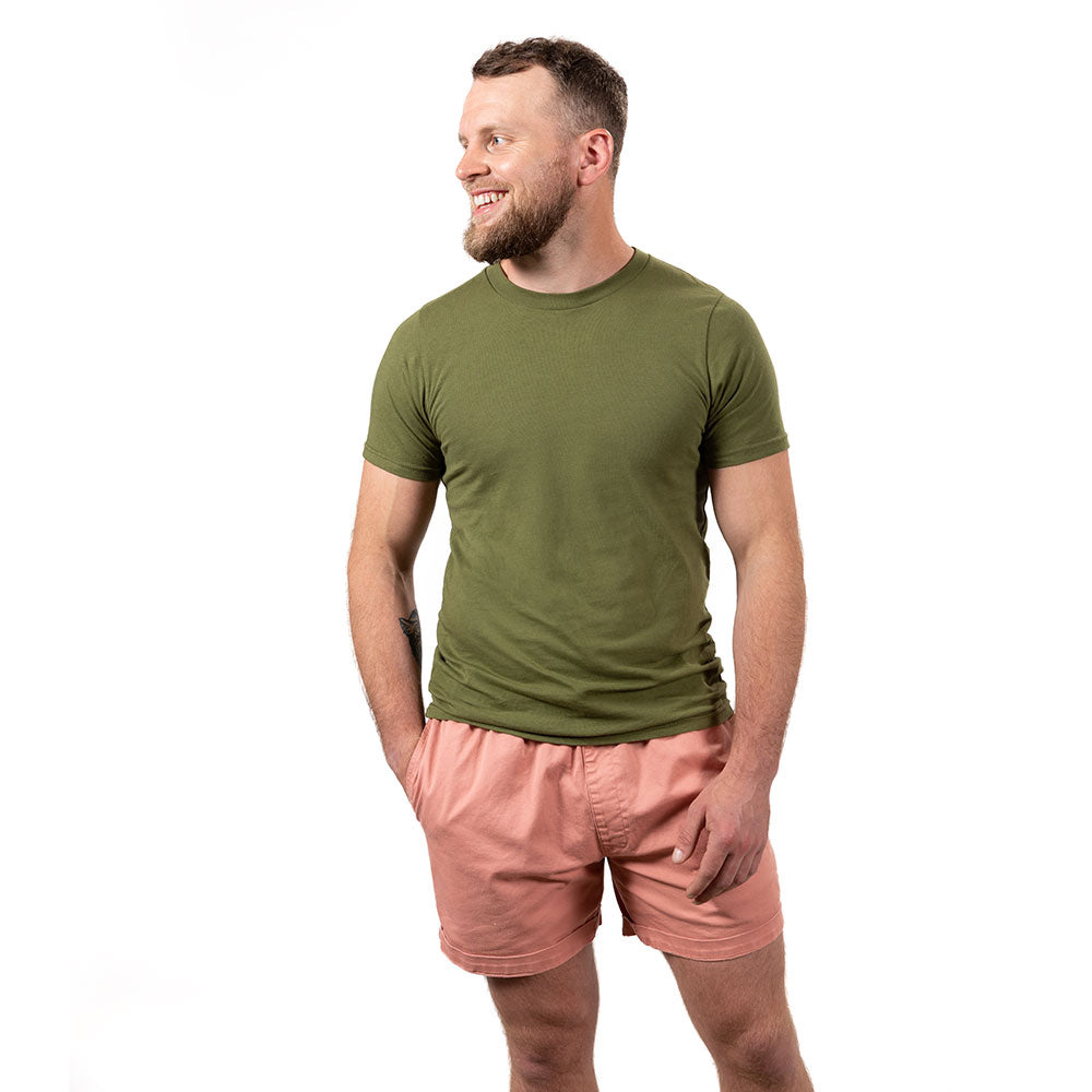 Olive Green Cotton Classic Short Sleeve Tee - Made In USA