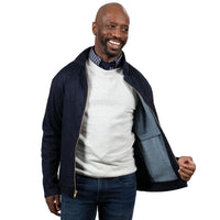Indigo Blue Stretch Denim Zip Front Jacket - Made In USA