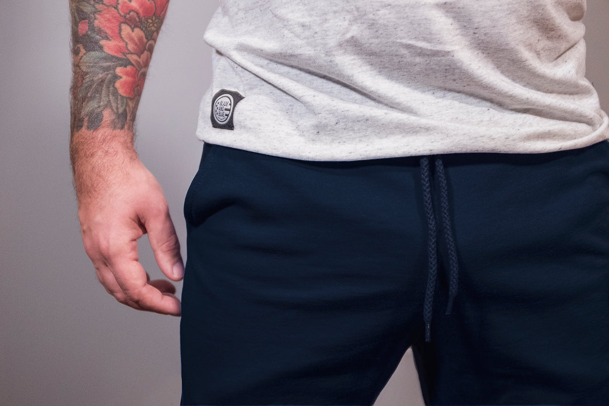 Organic Cotton Solid Navy Blue Jogger Sweatpants - Made in USA