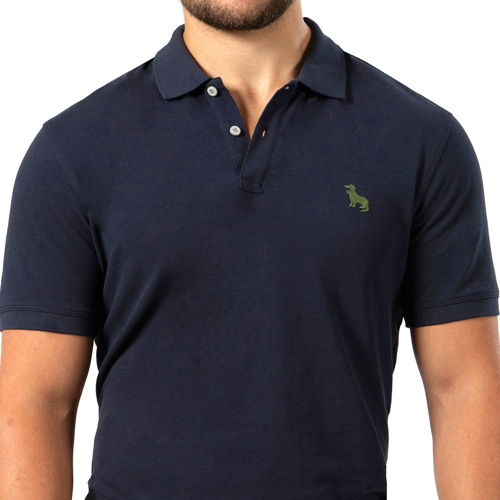 Navy Blue Cotton Pique Polo