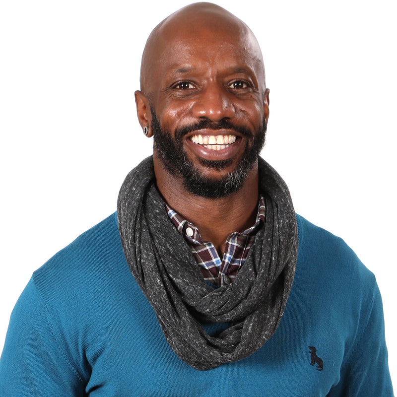 Charcoal Grey Marled Knit Infinity Scarf - Made In USA