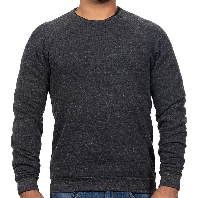 Charcoal Grey Marled Raglan Crewneck Sweatshirt - Made in USA