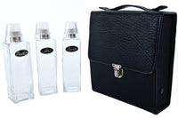 Vintage Scotch, Bourbon & Gin Travel Bar in Leather Case
