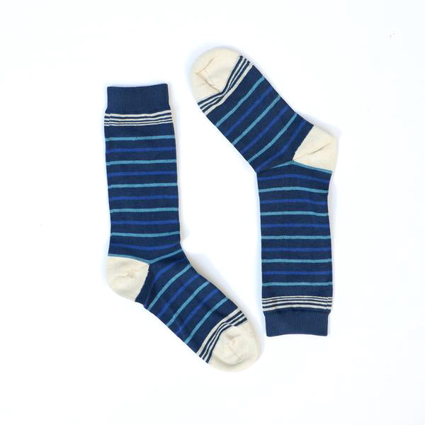 Tonal Blue Mini Stripe Socks