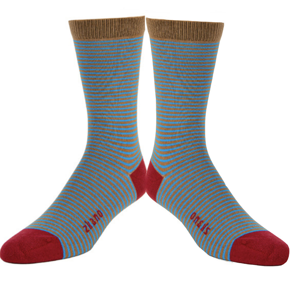 Bronze Classic Stripe Crew Sock - Made In USA by Zkano