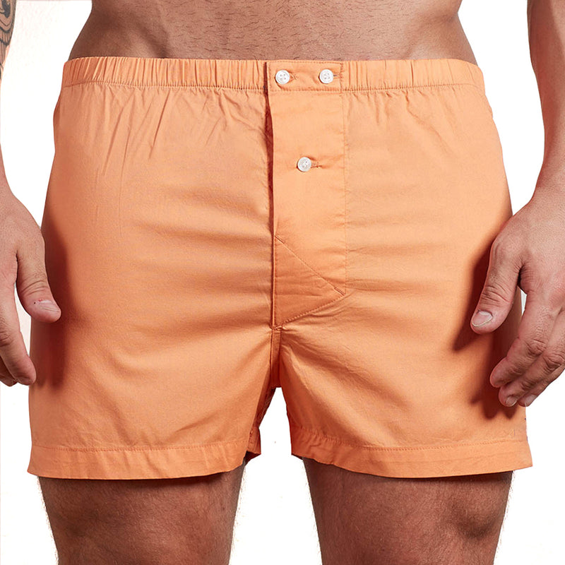 "JOHNSON"  Solid Orange Slim-Cut Boxer Short - Made In USA