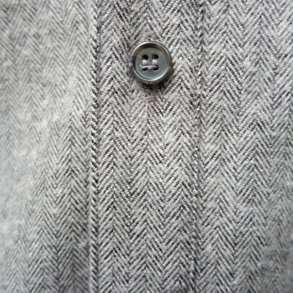 Grey Herringbone Brushed Cotton Shirt - Allister