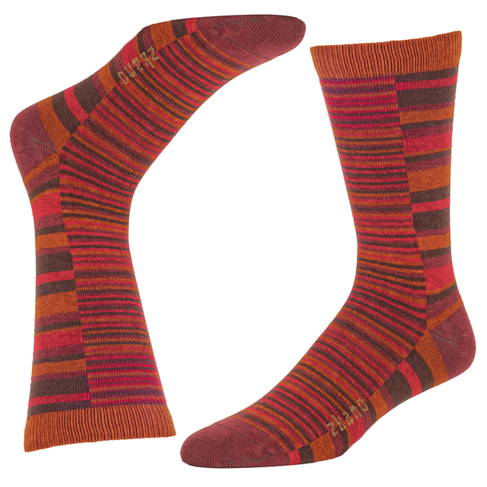 "Aiden" - Tonal Copper & Rust Offset Stripe Socks